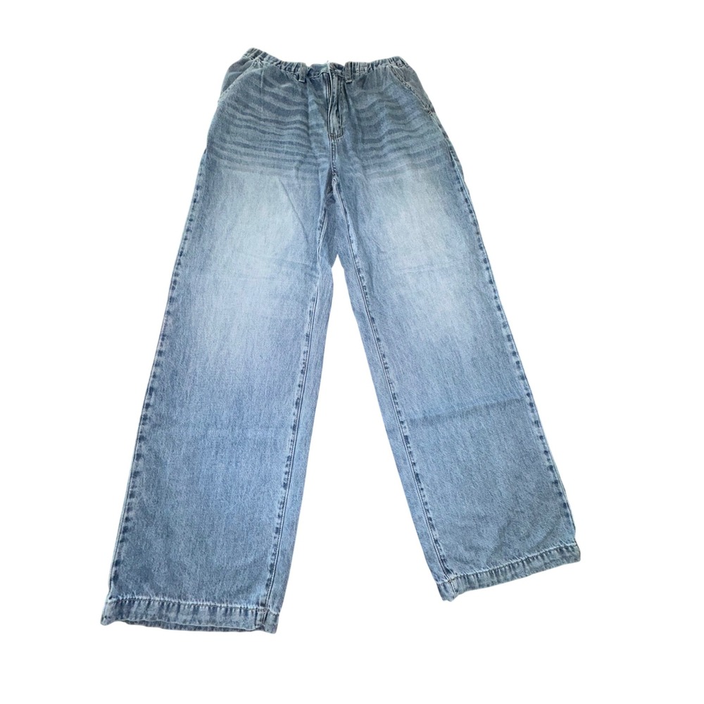 Judy Blue Wide Leg High Rise Jeans Light Wash Elastic Waist 11/30 Tall Feather